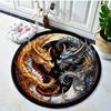 Round Dragon Pattern Non-Slip Area Rug, Anti-Shedding Polyester Carpet for Office Bedroom Porch, Washable Indoor Decor Mat