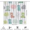 Teddybär Baumdruck Duschvorhang für Badezimmerdeko Grün Blau Rosa Weiß Grau Heimdekoration Wasserdichter Stoff Extra Lang