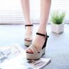 Waterproof Table Fish Mouth Word with Wedge Sandals Women's Spring and Summer New Super High Heel Women's Sandals