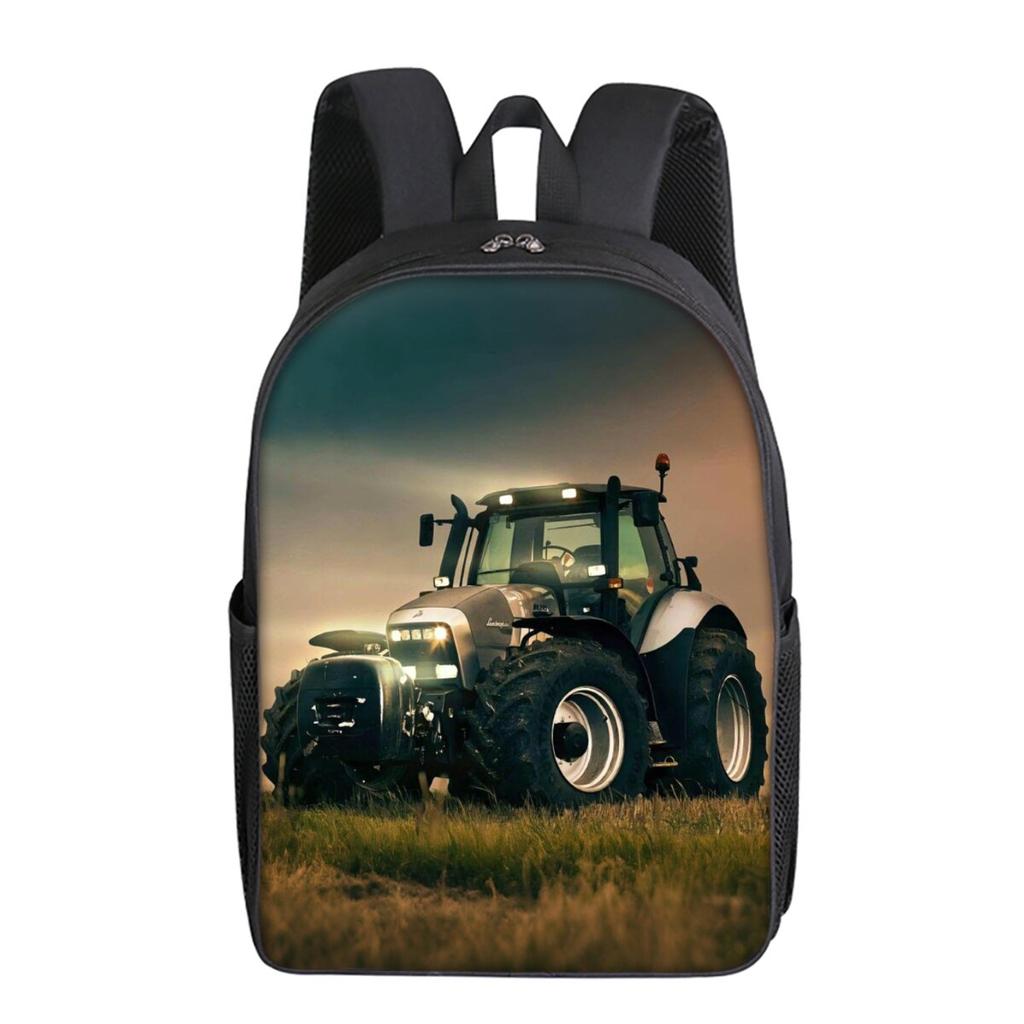 Excavator Printing Single Layer Backpack for Boy and Girls Best Gifts 2D Flat Cartoon School Bags for Children