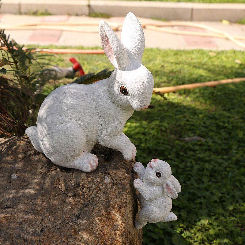 Garden Statues Rabbit Figurine Ornaments Micro Landscape DIY  Decorations Easter Bunnies Statue Patio Fairy Garden Decoration