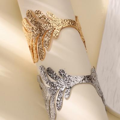 Stainless Steel Leave Bangle Bracelet For Women Simple Vintage Gold Color Geometric Open Cuff Bracelets Fashion Jewelry Gift