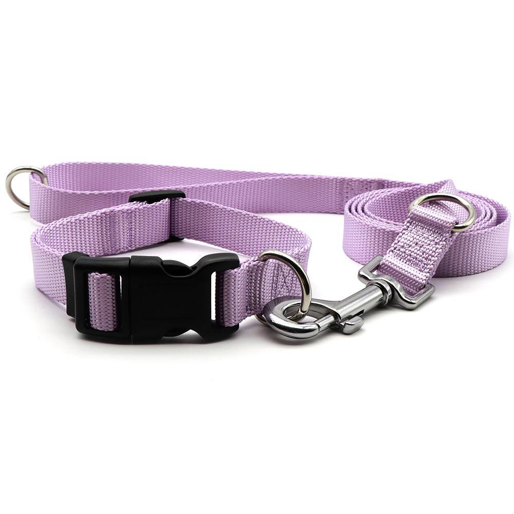 Macaron Color Nylon Pet Supplies with Double D Buckle for Dog Training Adjustable Dog Walking Collar Leash Set