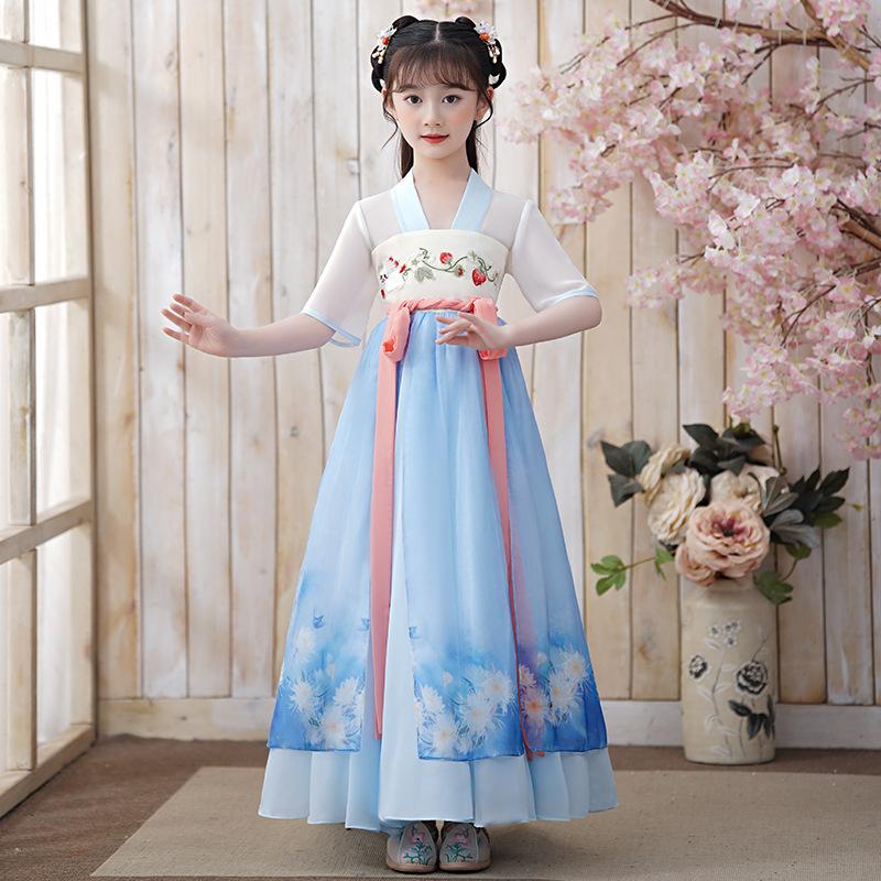 

Древний костюм ханьфу для девочек, детское платье для маленьких девочек в китайском стиле, платье Тан, юбка принцессы, национальный костюм, детский XXXL