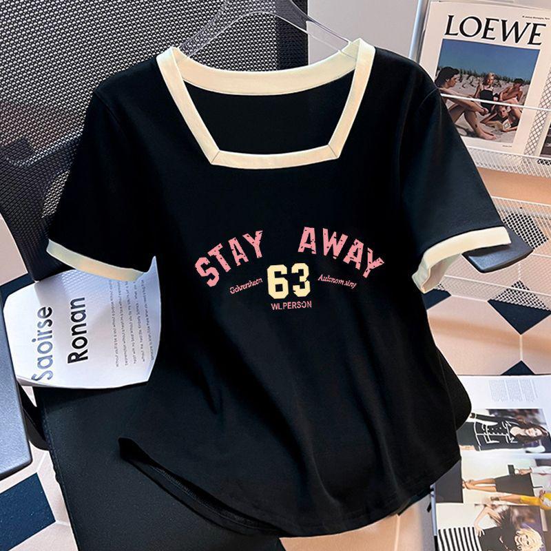 

2025 Women s Casual Plus Size Pure Cotton Letter Print Short Sleeve T-shirt - Korean and Japanese Style M (Recommended 70-90 lbs)