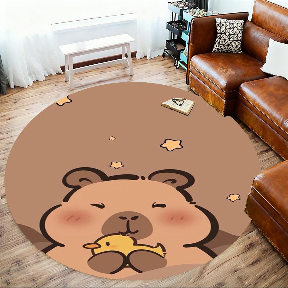1PC Capybara Cute Round Chair mat Area Rug - Non-Slip, Floor Mat for Office, Bedroom, home decor Christmas Gift c0528100
