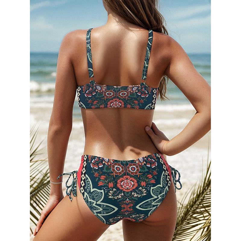 Neues Damen-Bikini-Set Badeanzug Badebekleidung Übergröße Push-Up Groß Groß Blumig Badeanzüge Strandbekleidung Badesachen