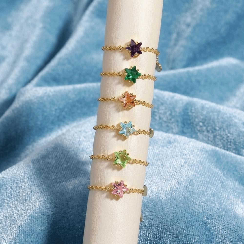 Exquisite Link Chain Ring Colored Pull-out Chain Ring Stackable Rings Adjustable Charm Ring  Gift