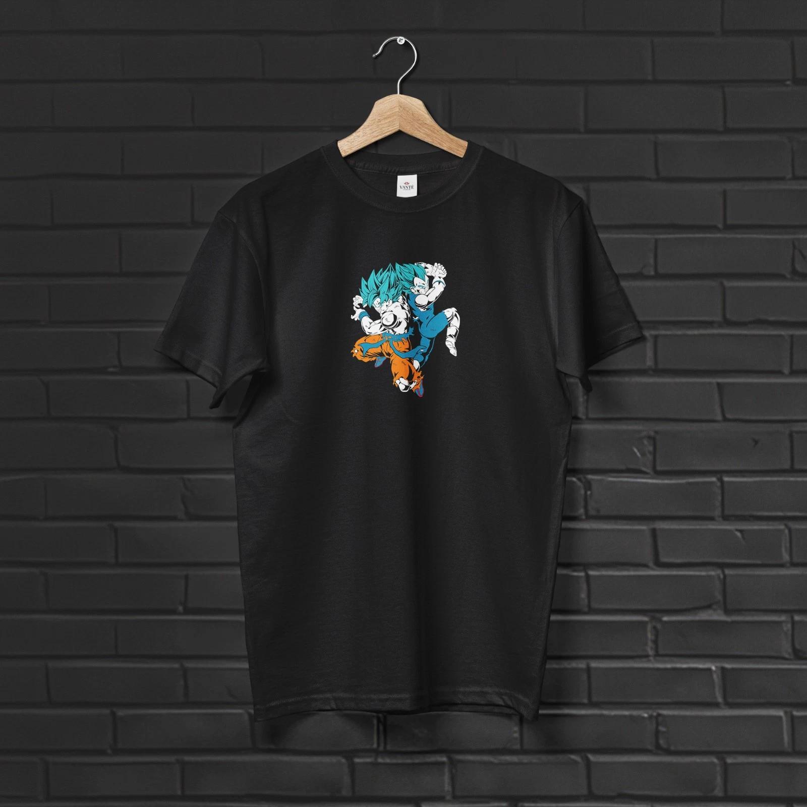 Goku Vegeta Fusion T Shirt Super Saiyan Blue Graphic Cotton Tee 2XL