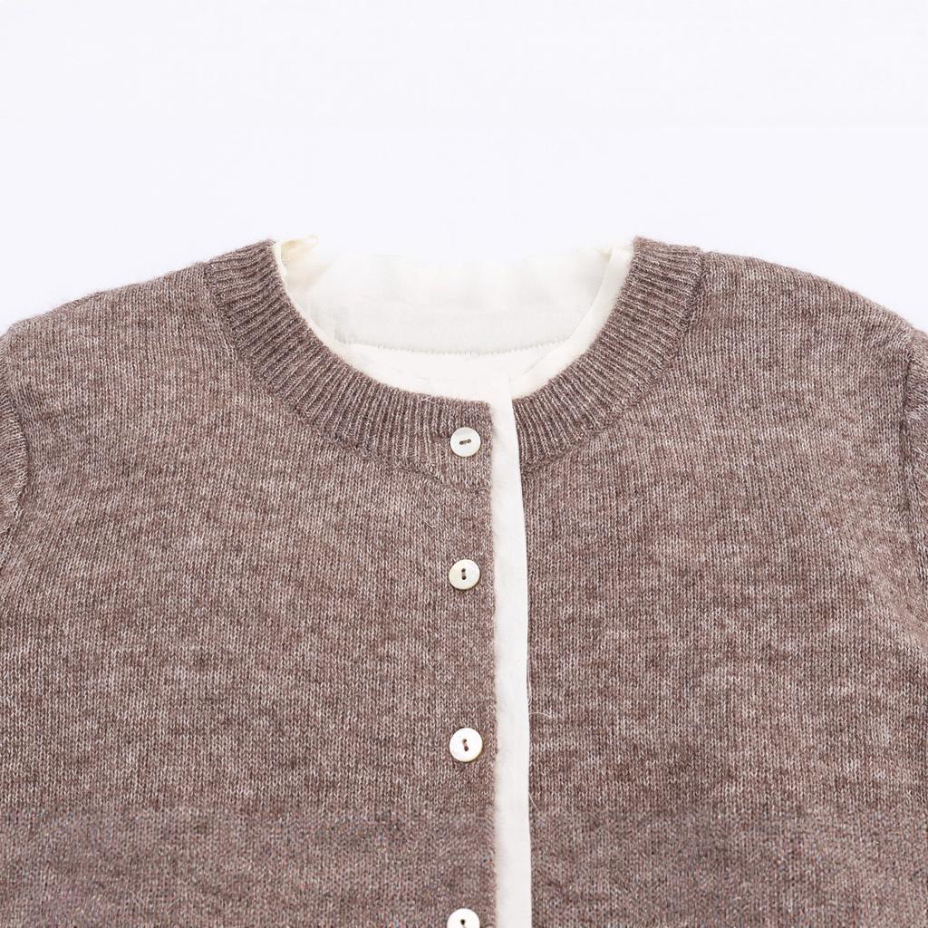 Fashion Crew Neck Contrast Knitted Jacket