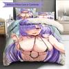Anime-Muster Bettwäsche Steppbettdecke Set Bettbezug Kissenbezug Heimdekoration Geburtstagsgeschenk (1 Bettbezug + 2 Kissenbezüge, ohne Füllung)