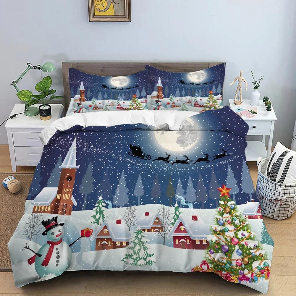 Christmas 3D Printing Digital Printing Bedding Set Duvet Cover Comforter Bed Single Twin Full King Queen Size Bedding Set Kids