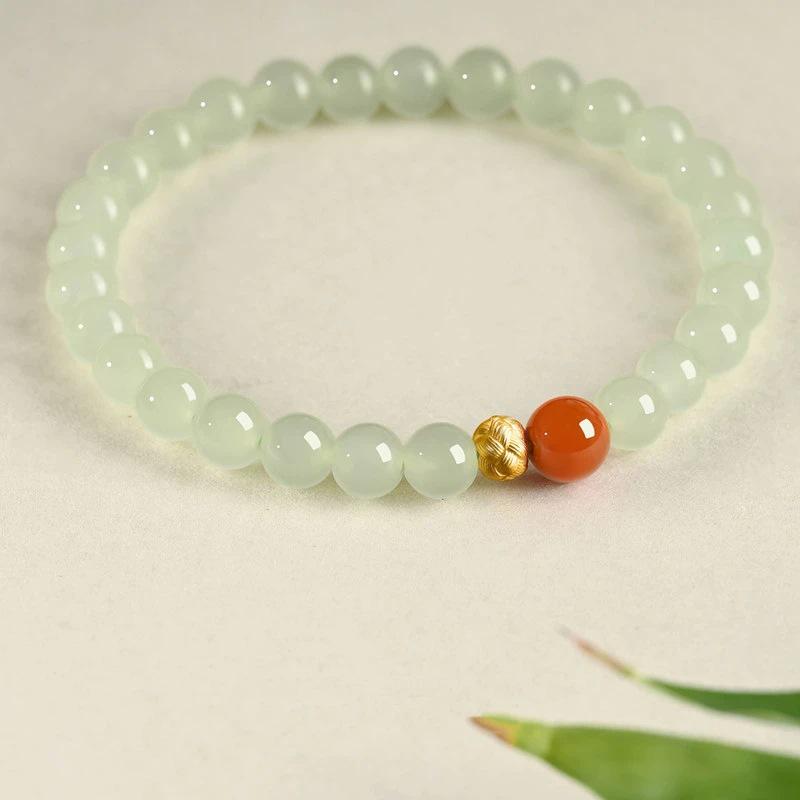 Hetian Jade & Red Agate Bracelet - Chinese Style Jewelry for Women