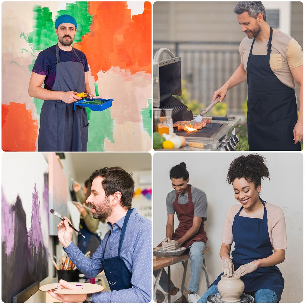 Köksförkläden Städning Servitrisförkläde Restaurang Målarskivaförkläde med 2 fickor för Hem Restaurang Hantverk Trädgård