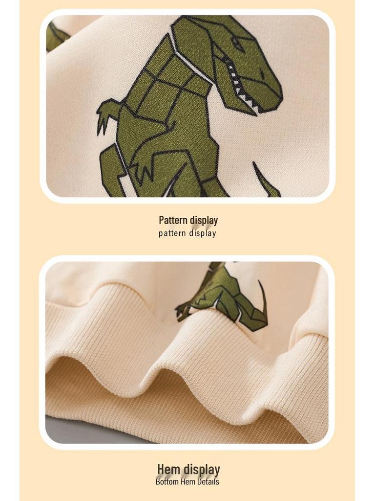 European and American Cartoon Dinosaur Hoodie for Kids - Pullover Round Neck Knitwear