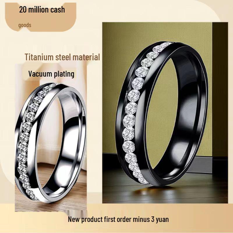 Špičkový dámský prsten z nerezové oceli s diamanty - Lehký luxusní titanový šperk