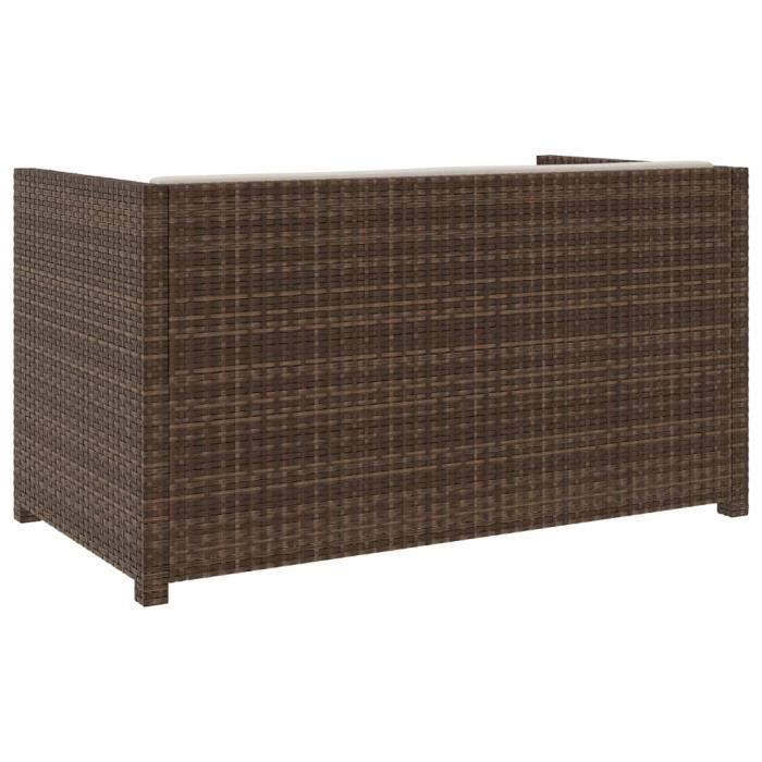 Salon de jardin 5 pièces avec coussins - Marron - 130 x 70 x70 cm