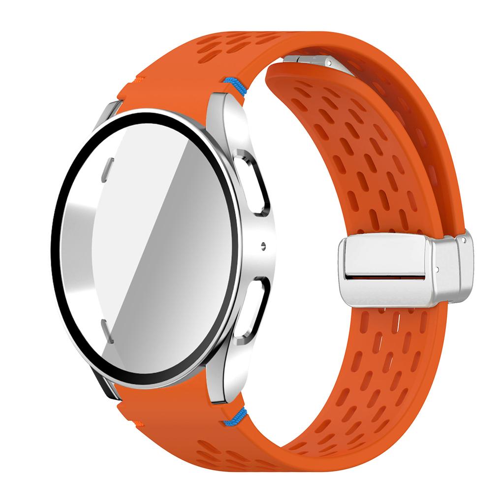 Case+Strap for Samsung Galaxy Watch 7 6 5 4 40/44mm Silicone Magnetic Band Tempered Glass Screen Film PC Protector Cover Bumper