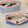 Ins Style Denim Pencil Case Cute Multi Functional Large Capacity Stationery Organizer Storage Bag Student Pen Bag Makeup Bag