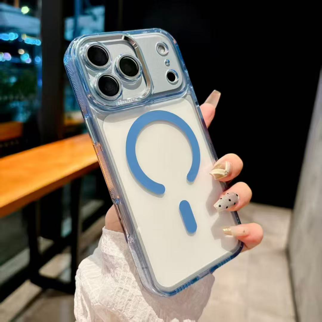 

Роскошный металлический прозрачный магнитный чехол с защитой линз для iPhone 17 Air 16 15 14 13 12 17 Pro Max Plus Magsafe жесткий противоударный чехол iPhone17