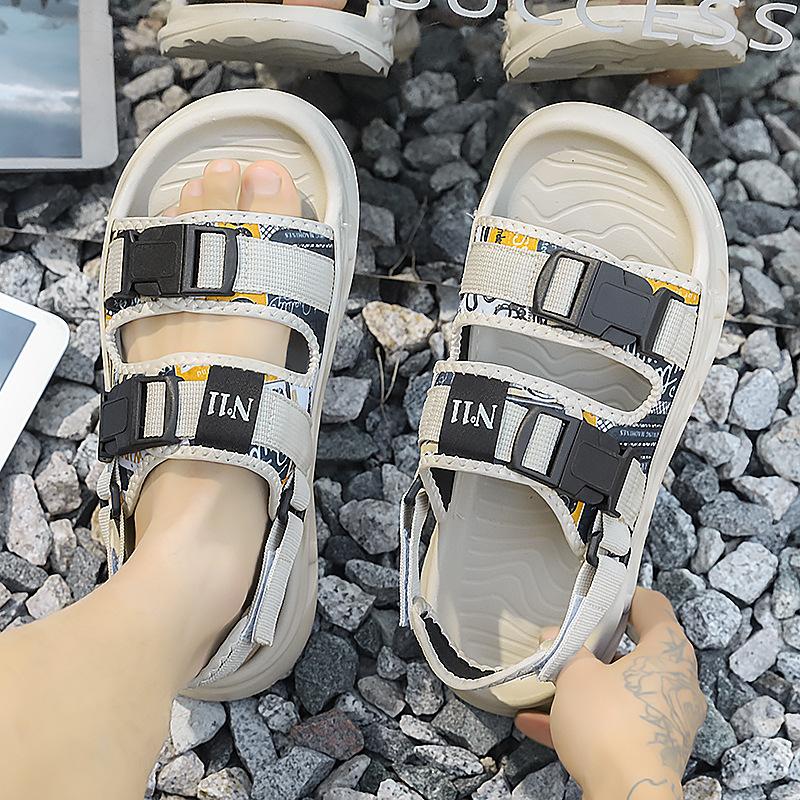

Men s shoes 2025 summer new wear non-slip youth personalized sports soft-soled open-toed beach wading sandals 39