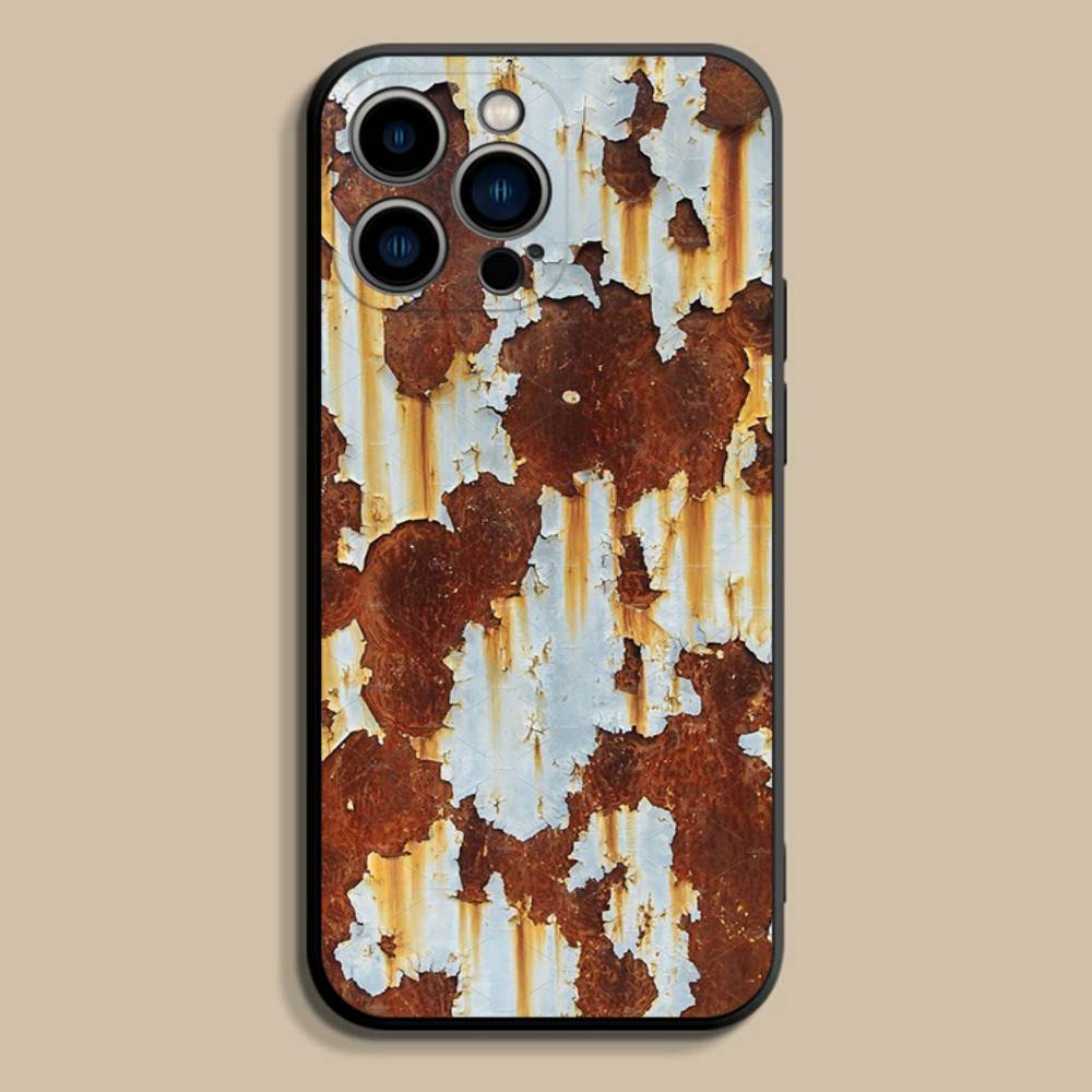 

Retro Industrial Style Rusty Phone Case For iPhone 17,16,15,14,13,12,Pro,Max,Plus,E,SE4,Air,Mini Black Soft Cover iPhone12mini