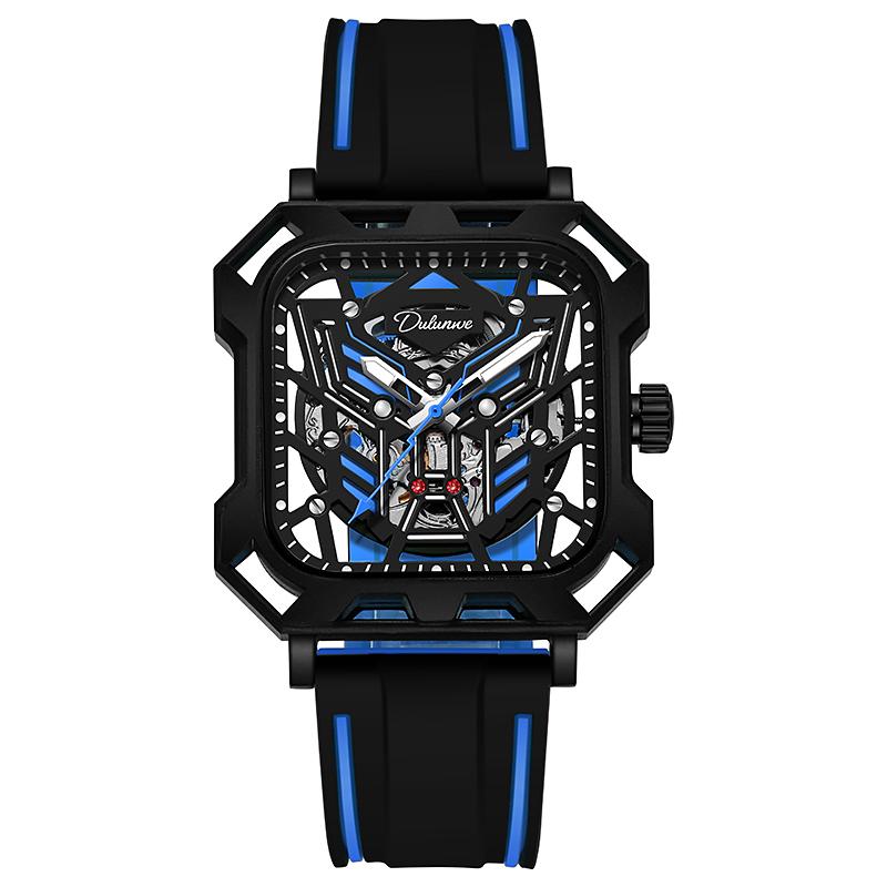 Fashion Automatic Mechanical Watch For Men Luxury Waterproof Men Watch Square Transparent Hollow Design Sports Wristwatches