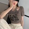 Print T Shirt Women Summer Short Sleeve Tee Fashion Hollow Out Tank Tops Casual Crop Top Female T-shirt