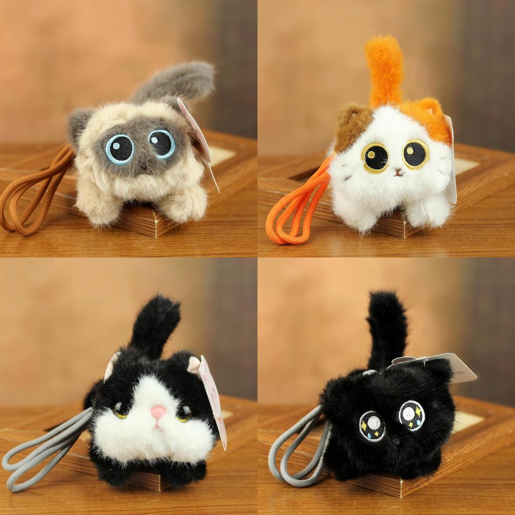 Cute Cat Plush Keychain Soft Toy With Pp Cotton Filling For Bag Decor And Gift