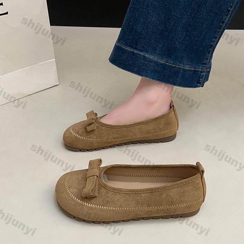 Fashion Women Shoes 2025 New Vintage Bow-knot Round Toe Women's Ballet Shoes Fashion Comfortable Non Slip Soft Sole Casual Flat Shoess