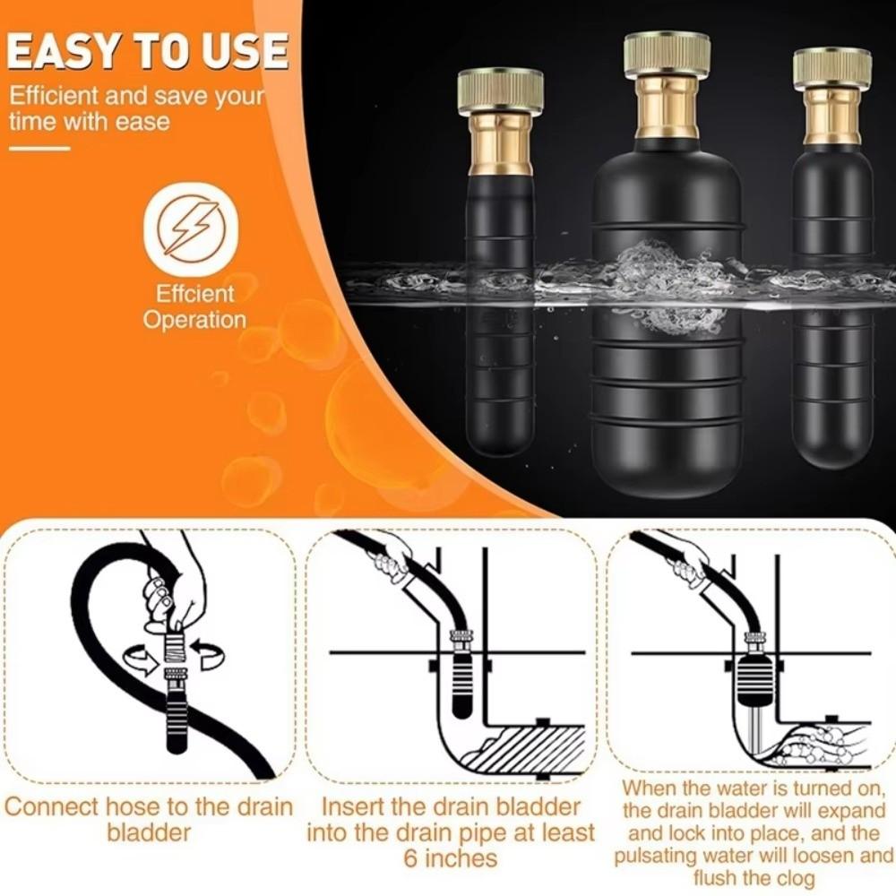 Water Pressure Drain Bladders Rubber Drain Pipe Cleaner Durable Unclog Main Drain  Bathroom Drains