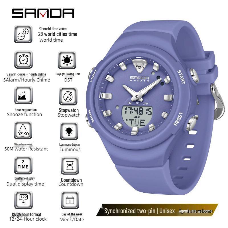 SANDA Dopamine Trend Waterproof Casual Wristwatch for Men and Women