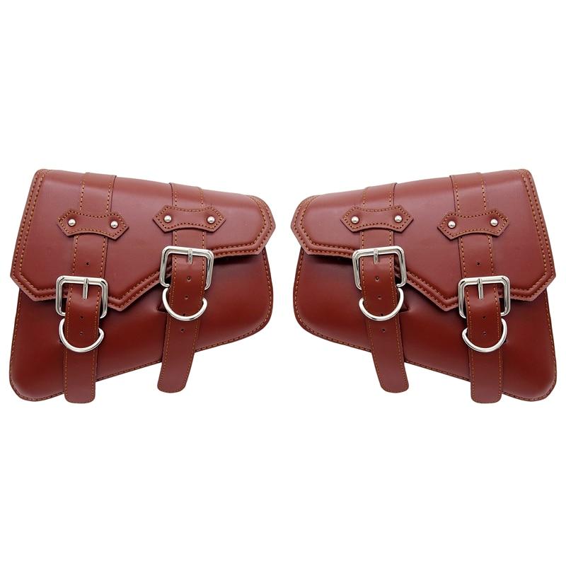 Motorcycle Saddlebags, 1Pair Waterproof Saddle Bags Motorcycle Luggage Bag PU Leather Side Tool Bag For Motorbike