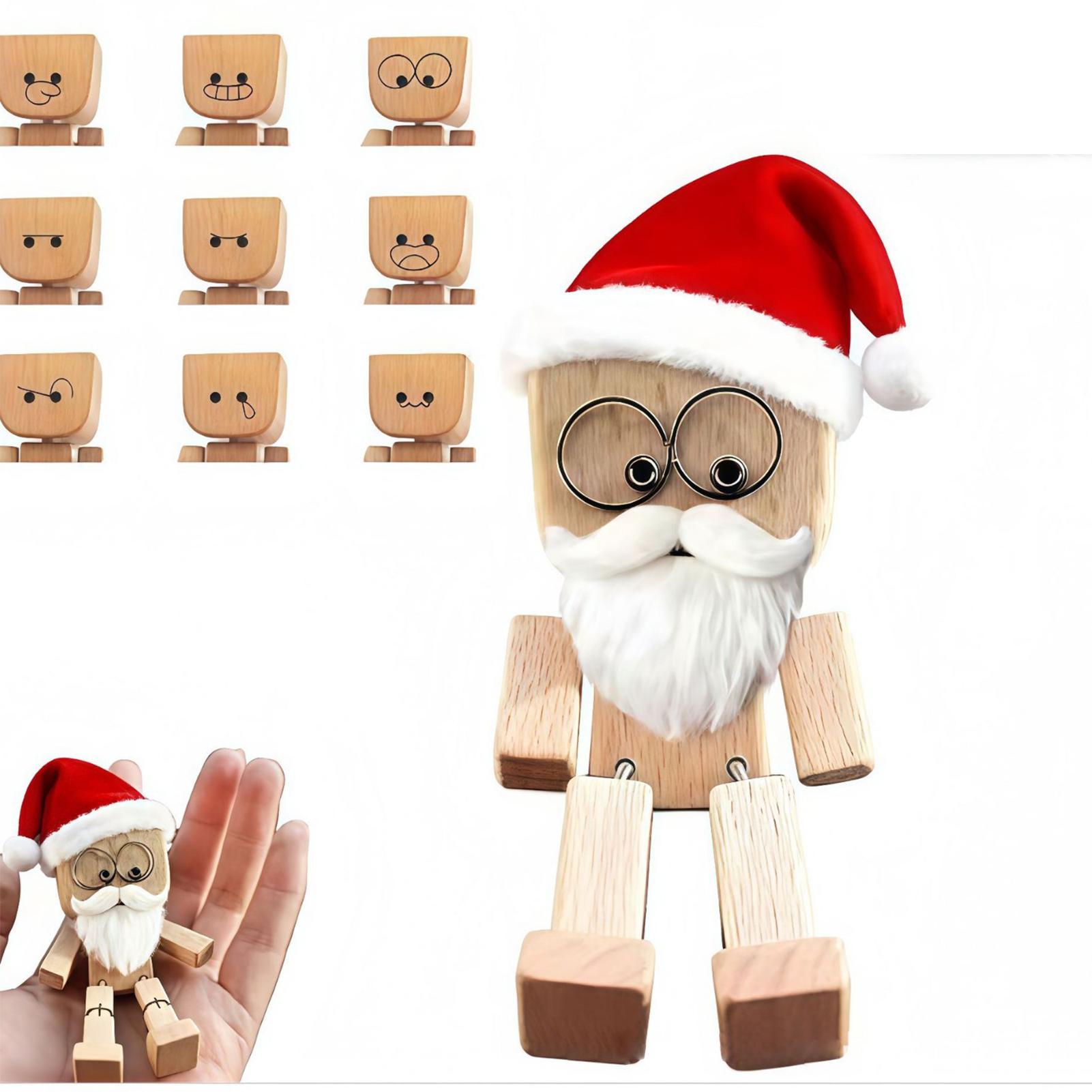 

Деревянный трясущийся человечек для машины, кукла с трясущимися ногами, с 12 магнитными выражениями, аксессуары, деревянная фигурка человека