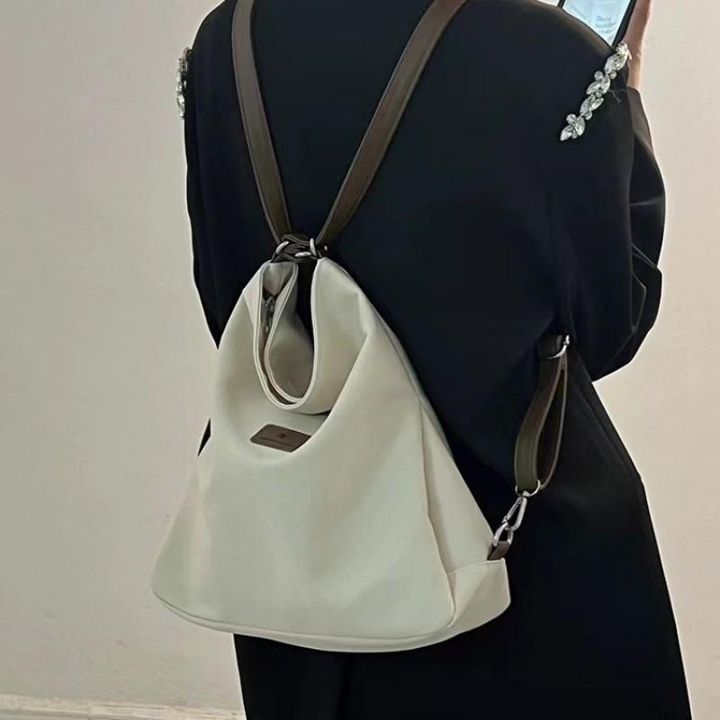 Große Kapazität Modische Canvas-Umhängetasche Damen Freizeit Literatur und Kunst Einfacher einfarbiger Umhängerucksack