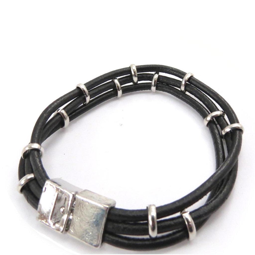 Les Trésors De Lily [J7576] - Bracelet mixte 'Peaceful' noir (3 rangs)