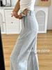 Women's Gray Micro-Flare Low-Waist Sports Pants - Casual, Drapey, Petite, Loose Fit, Slimming, Wide-Leg for Early Spring