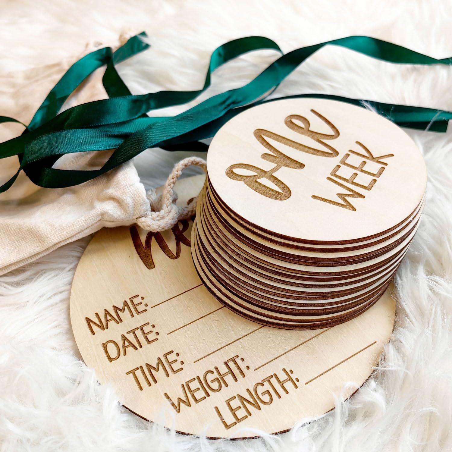 

Laser Engraved Wooden Milestone Cards for Newborn Photo Props