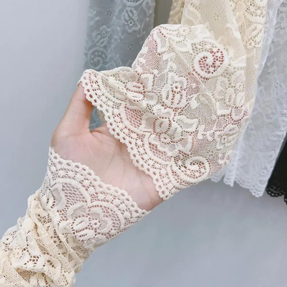 Anti-UV Lace Ice Silk Sleeves Sun Protection Long-sleeved Glove Sunscreen Sleeve Arm Covers UV Insulation Cycling Gloves Outdoor