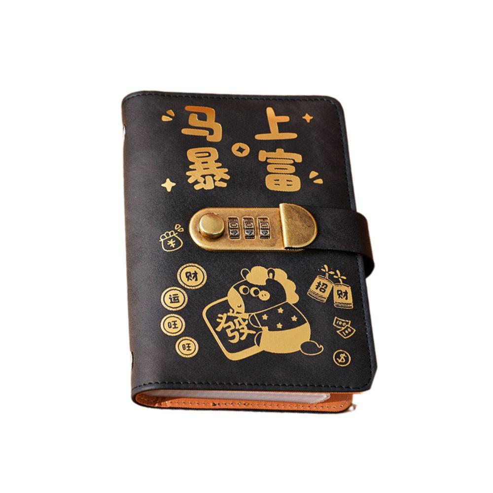 100 Envelopes Money Saving Challenge New Year Horse Waterproof Binder Savings Challenges Book With Password Lock PU