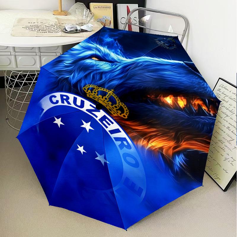 1PC Cruzeiro Esporte Clube Crest Printed Umbrella Folding umbrella, automatic umbrella 8-Frame for Travel, camping Fan gifts Christmas Gifts