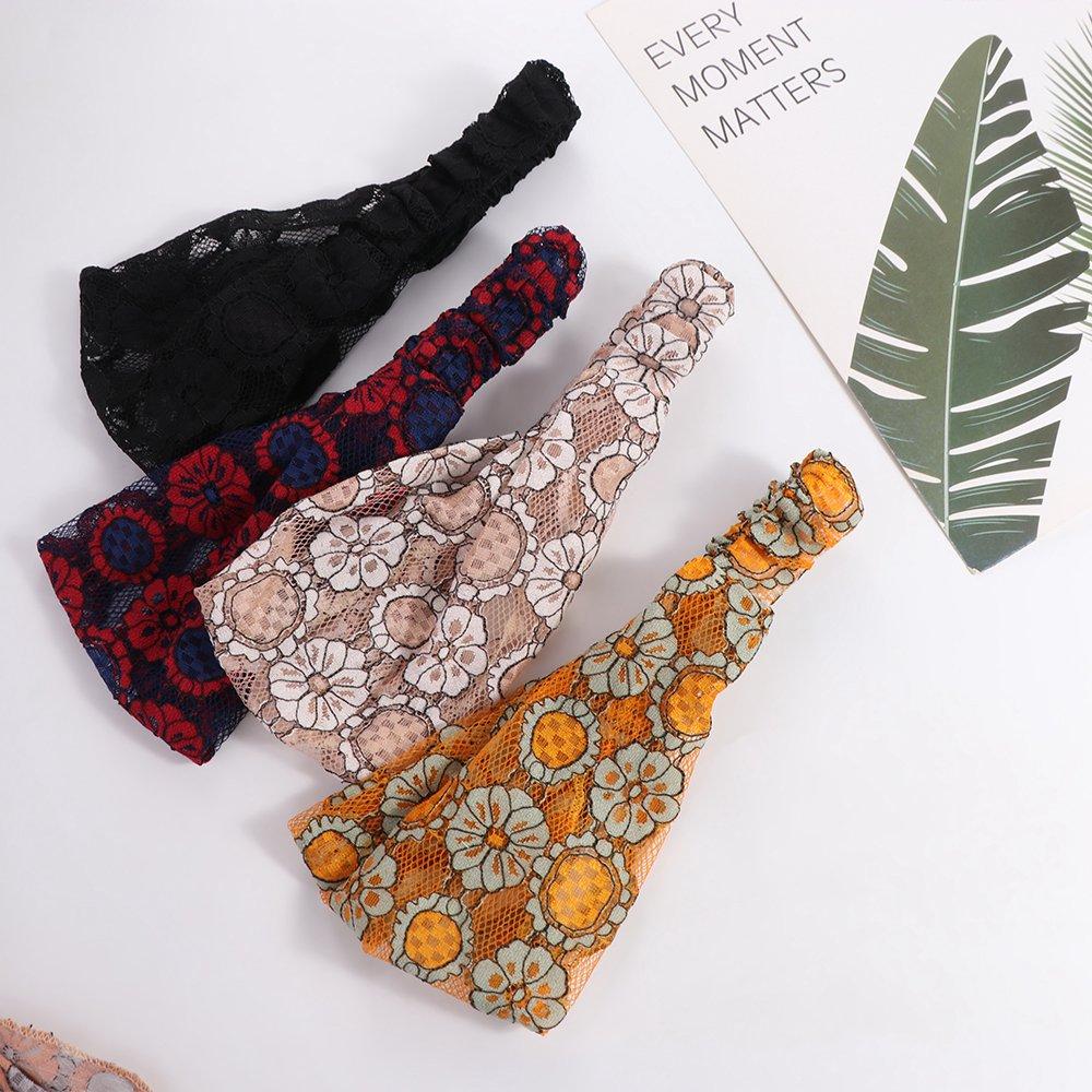 Hollow Mesh Flower Headband Hair Hoop Wide Side Head Wrap Sweet Lace Hairbands  Female/Girls