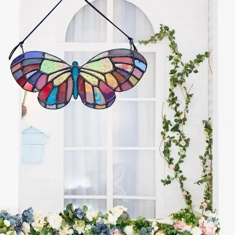 Stained Glass Window Hanging Honeycomb Multicolor Butterfly Bee Stained Glass Panels Stain Glass Hummingbird Window Hanging