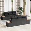 VidaXL 7-piece Garden Lounge Set with Black Cushions In Poly Rattan Acacia 3348029