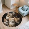 Black Maine Coon pattern round rug,Carpet Rug for Living Room Bedroom  Playroom ,Non-slip Floor Mat,Holiday Gifts and Birthday Gifts.