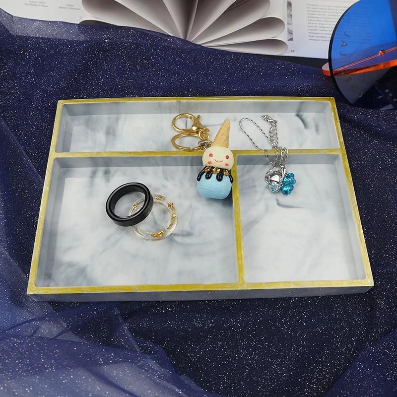 DIY Crystal Epoxy Tray Mold Classification Storage Box Tray Desktop Jewelry Tray Set Table Resin Silicone Mold