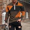 Half-zip Long Sleeve Polo Shirt, Trendy Casual Top for Men