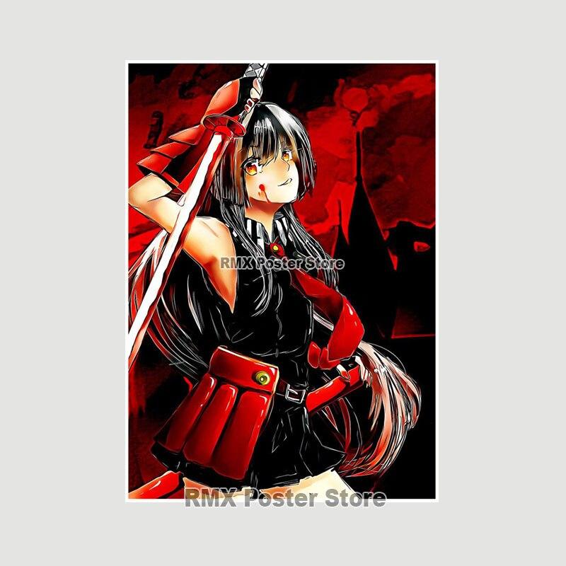 Akame Ga Kill Anime-Poster und Drucke, Wandkunst, Dekoration, weißes Papier, dekorative Gemälde, Bilder, Wohnzimmer, Zuhause, Wandbild