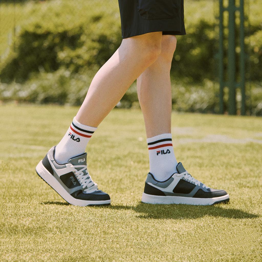 New FILA Targa Round Shield Shoes Breathable And Lightweight Low top Tennis Shoes Men's Black Gray A12M531005FBB