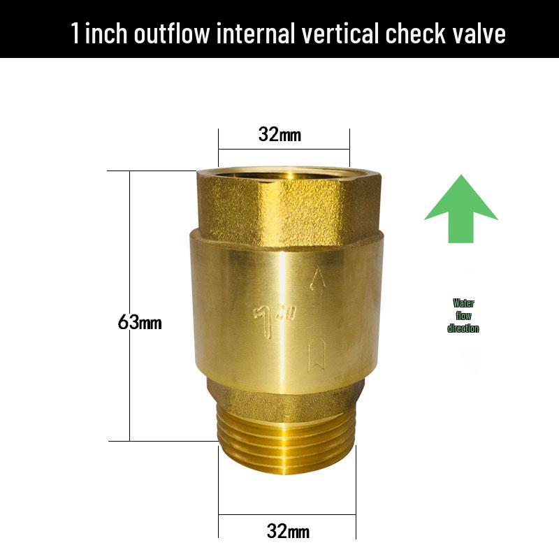 Brass Vertical Check Valve, Water Pipe Backflow Preventer, 1 Inch, Male/Female Thread, Unidirectional Valve.